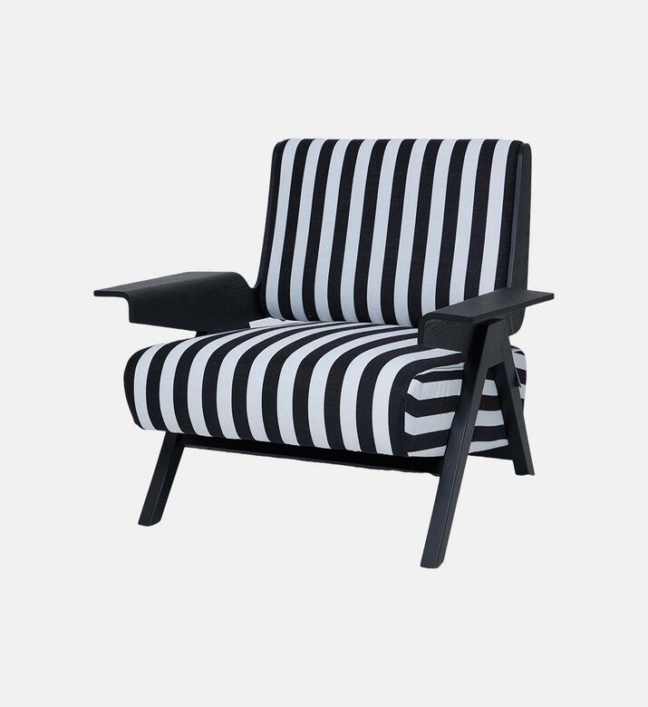 Sculpted Striped Angular Frame Armchair