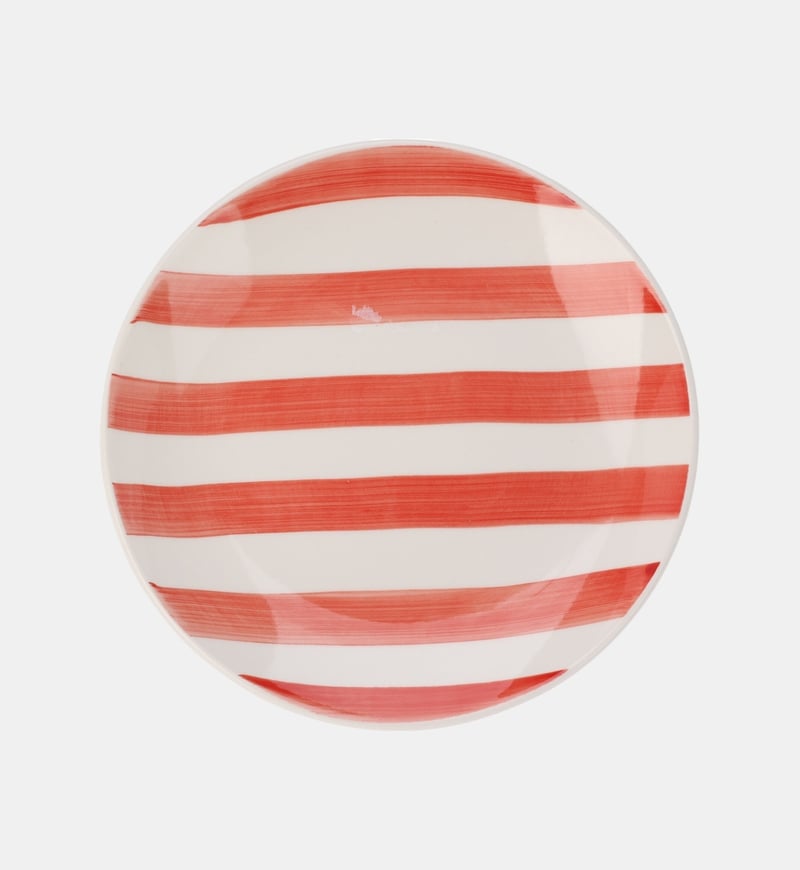 Stoneware Handpainted Stripes Plate Stoneware Handpainted Stripes Plate