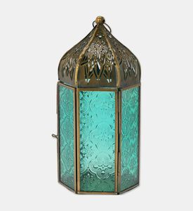 Home Deco and More Glass Cylindrical-shape Lantern, Blue, Packshot View