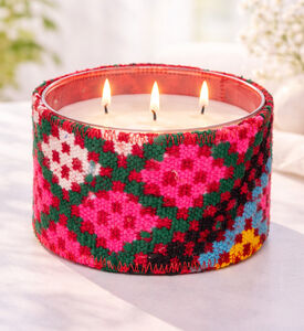 Nour Bougie Tazn Art Cylinder Candle, Multicolor, 10.5-cm, Packshot View