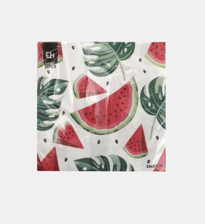 Excellent Houseware Floral Theme Napkins 20 Pieces, Watermelon, 33x33-cm, Packshot View