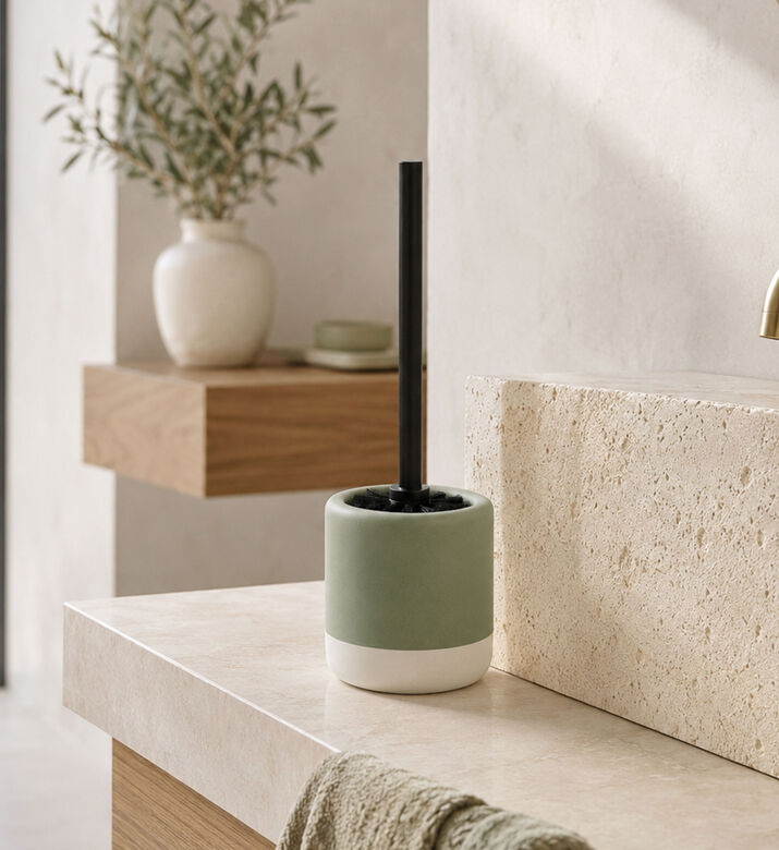Home Deco and More Dolomite Toilet Brush Holder, Green, Packshot View