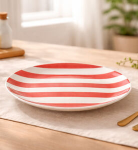 Siaki Stoneware Handpainted Stripes Plate, Orange, 27-cm, Packshot View