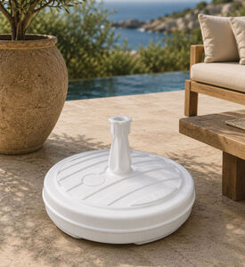 Home Deco and More Rounded Profile Parasol Base, White, Packshot View