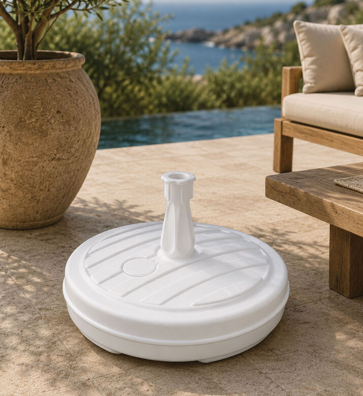 Home Deco and More Rounded Profile Parasol Base, White, Packshot View