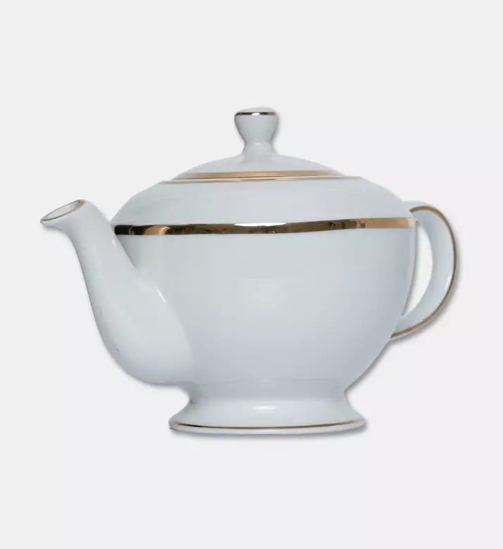 Home Deco and More Gold-rimmed Porcelain Tea Pot, Packshot View
