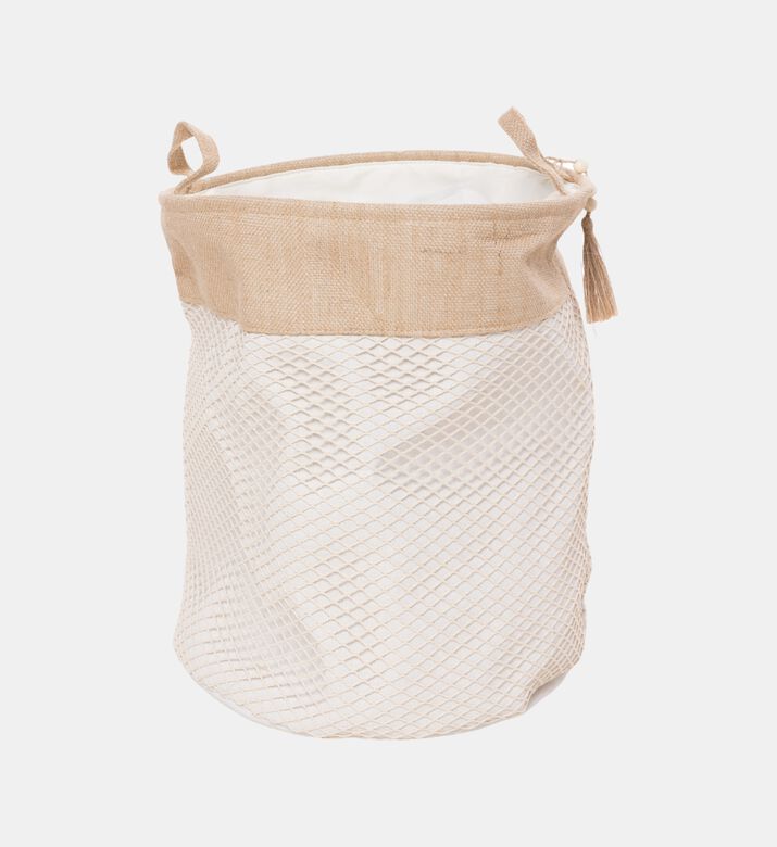Home Deco and More Canvas Jute Round Storage Basket, Packshot View