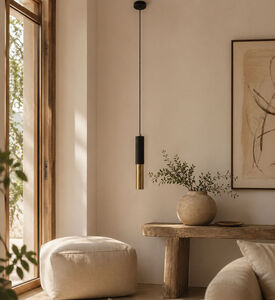 Home Deco and More Fall Cylindrical Pendant Lamp, Black, 6x38-cm, Packshot View