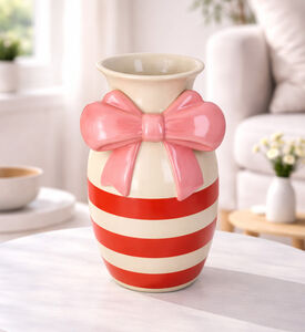 Kersten Bow Striped Stoneware Vase, Packshot View