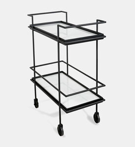 Home Deco and More Jitsu Wheeled Iron Marble Bar Trolley, Packshot View