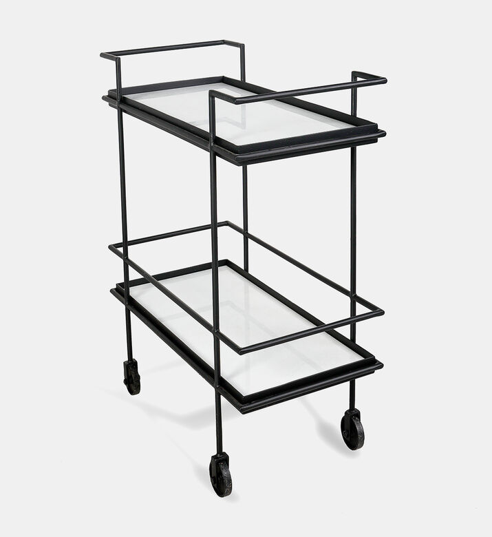 Home Deco and More Jitsu Wheeled Iron Marble Bar Trolley, Packshot View