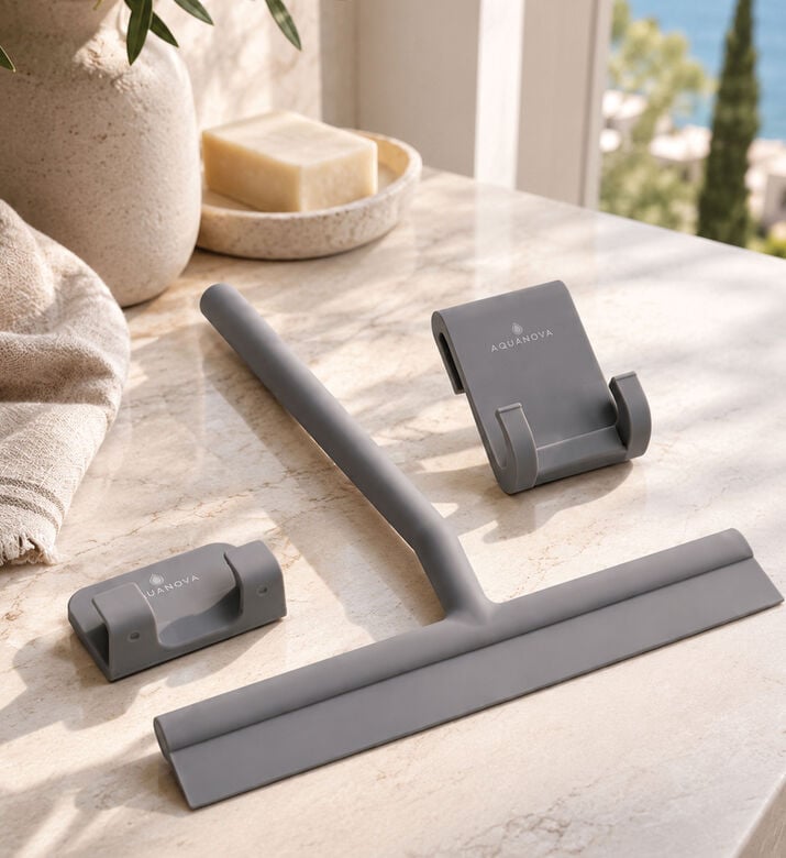 Aquanova Arvid Matt Coated Bathroom Wiper, Silver, Packshot View