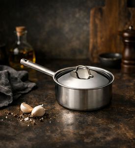 Silampos Stainless Steel Lidded Sauce Pot, Silver, 16-cm, Packshot View