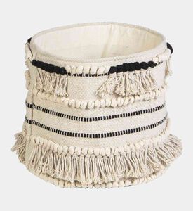 Deko and Co Frill Cotton Basket, Black, 30x30-cm, Packshot View