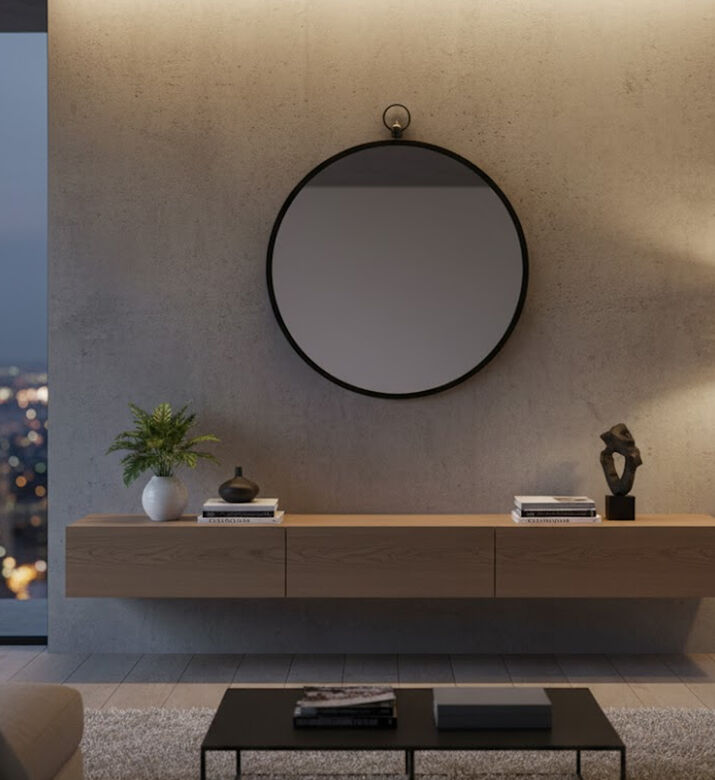 Light and Living Great Rounded Wall Mirror, Packshot View Light and Living Great Rounded Wall Mirror, Packshot View