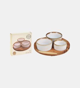 Acacia Wood Round Tray 3-piece Bowls Set