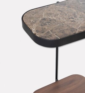 Home Deco and More Glam Wood Top Sofa Side Table, Walnut, 33x47-cm, Packshot View