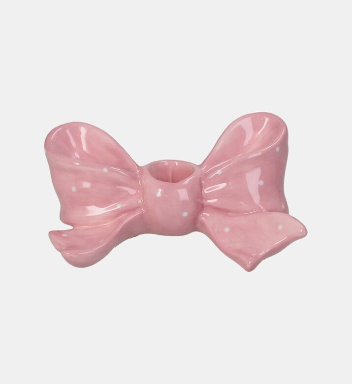 Candle Stick Bow Stoneware Pink