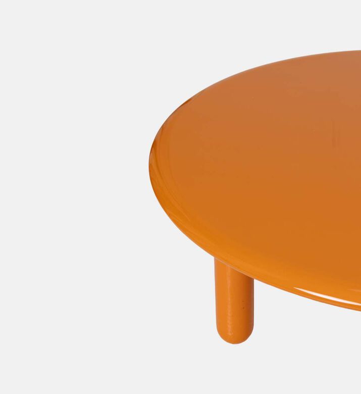 Home Deco and More Glossy Wooden Low Round Table, Orange, 100x36-cm, Packshot View