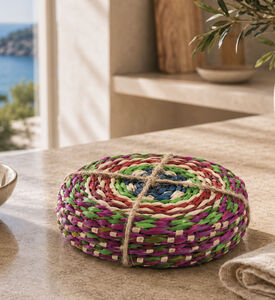 H and S Collection Natural Seagrass 4-piece Coaster Set, Packshot View