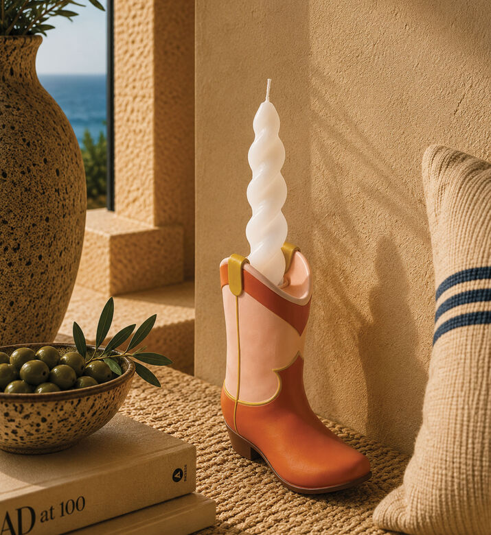Kersten Cowboy Boot Polyresin Candle Stick, Packshot View