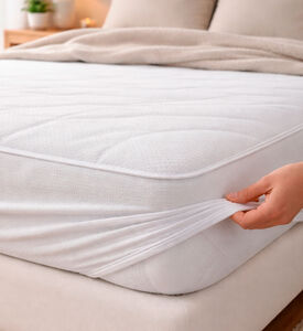 Home Deco and More Towel Reverse Mattress Protector, White, 200x200-cm, Packshot View