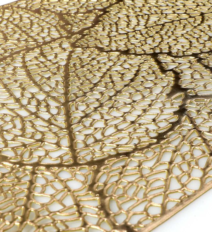 Excellent Houseware Leaf Embellished Pvc Placemat, Gold, Packshot View