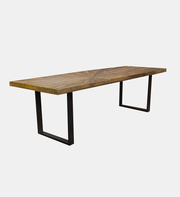 Home Deco and More Sunburst Wooden Dining Table, Brown, 220-cm, Packshot View