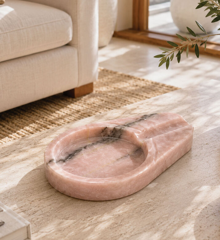 Marble and Beyond Single-rest Personal Ceramic Ashtray, White, Packshot View