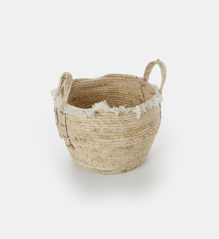 Home and Styling Fringed 3-piece Baskets, Beige, 28-cm, Packshot View