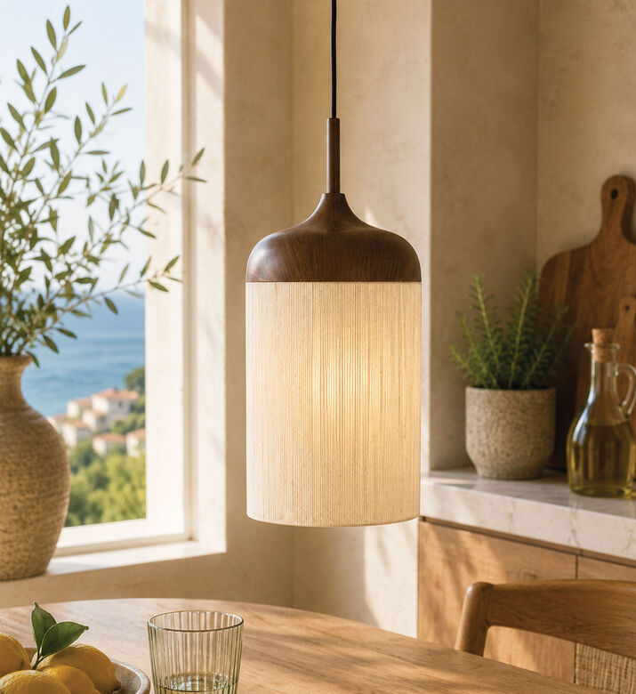 Light and Living Dania Wood Hanging Lamp, Packshot View