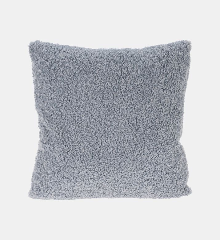 Home and Styling Teddy Fleece Front Cushion, Blue, Packshot View