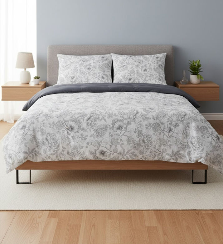 Home Deco and More Charline Floral Cotton Satin Bed Set, Packshot View