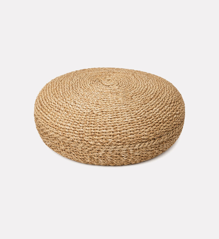 Home Deco and More Round Woven Natural Pouf, Packshot View