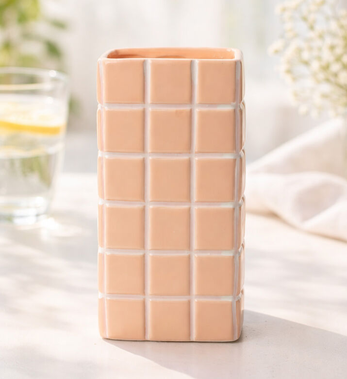 Home Deco and More Square-shape Tall Flowerpot, Pink, Packshot View