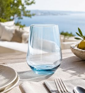 Home Deco and More Blue Translucent Drinking Glass, Packshot View