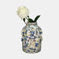 Flower Engraved Vase - 14 Cm
