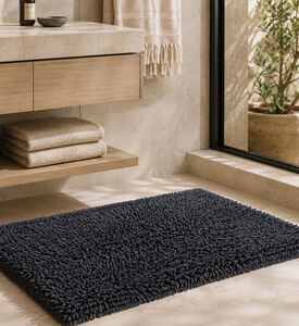 Bathroom Solutions Cotton Bathroom Mat, Dark-grey, Packshot View
