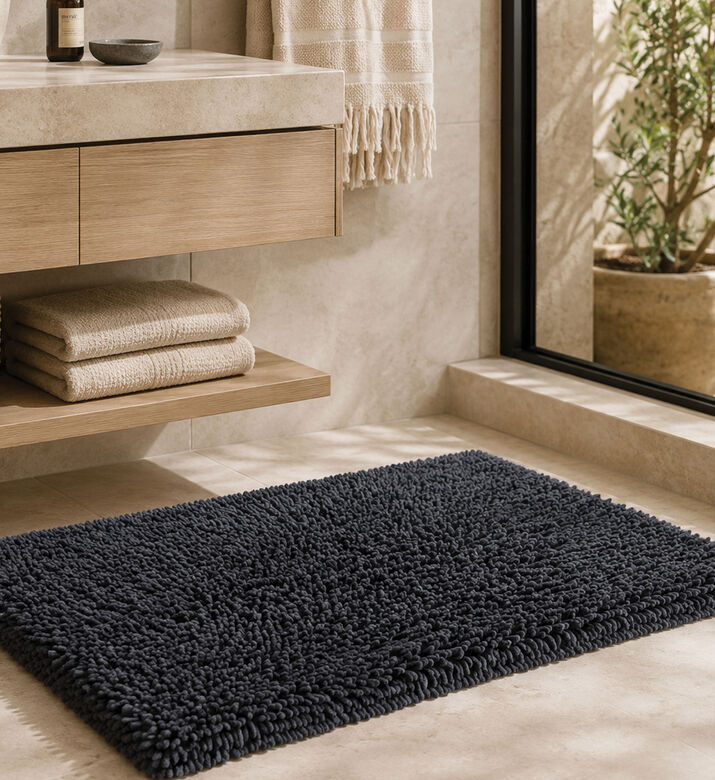 Bathroom Solutions Cotton Bathroom Mat, Dark-grey, Packshot View