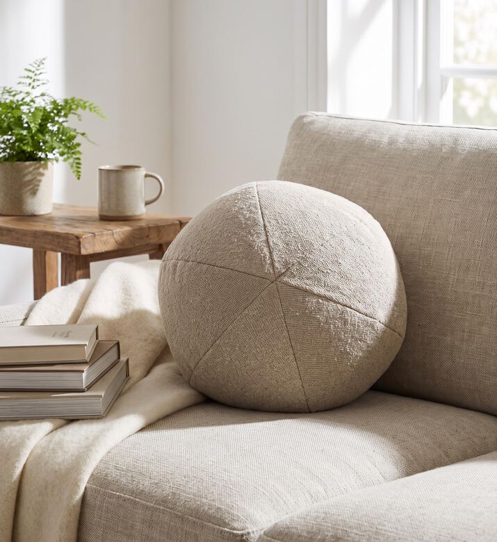 Home Deco and More Soho Spherical Cushion, Beige, Packshot View