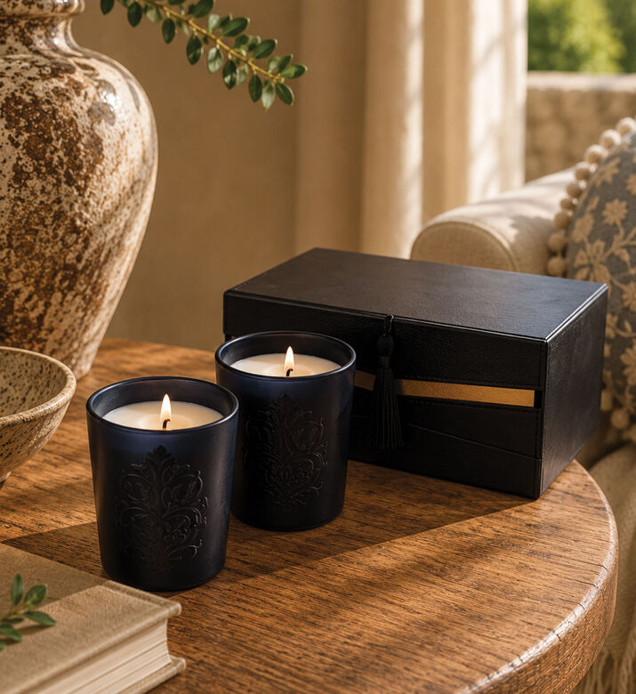 Nour Bougie Black Gold Glass Candle, Packshot View