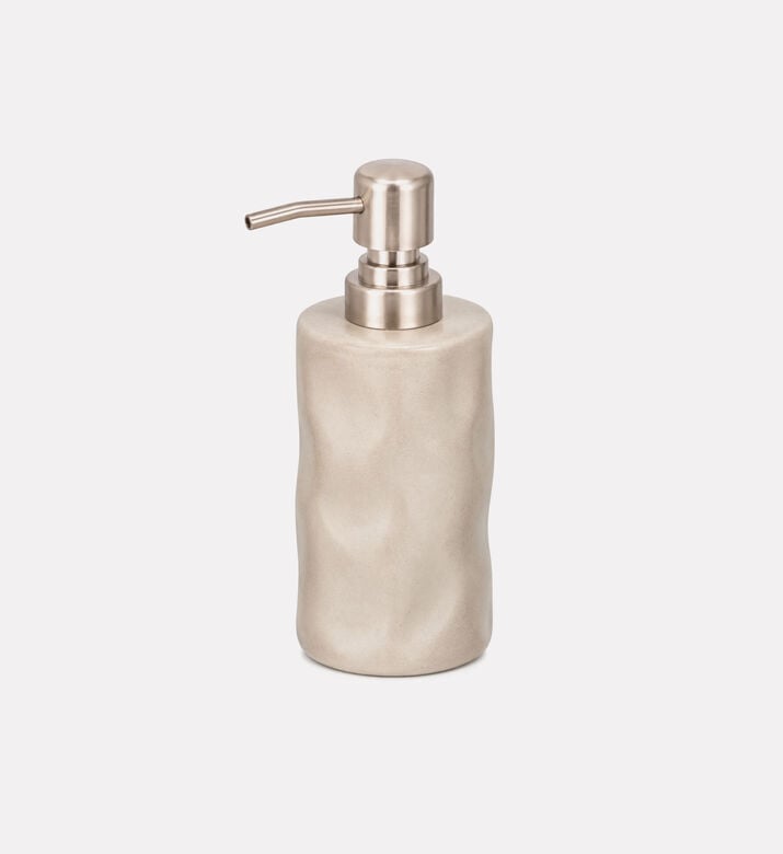 Home Deco and More Stoneware Soap Dispenser, Beige, Packshot View