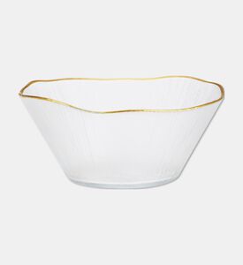 Home Deco and More Glass Large Rippled Gold Rim Bowl, Packshot View