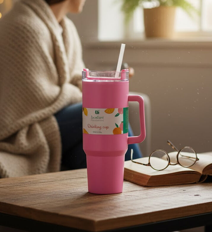 Home Deco and More Double-walled Drinking Mug, Pink, Packshot View
