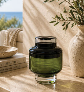 Baci Milano Vesti La Tavola Glass Centerpiece, Green, Packshot View