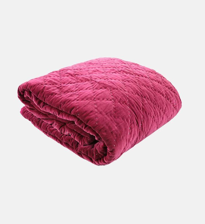 Home Deco and More Velvet Embroidered Bed Cover, Burgundy, 240x260-cm, Packshot View