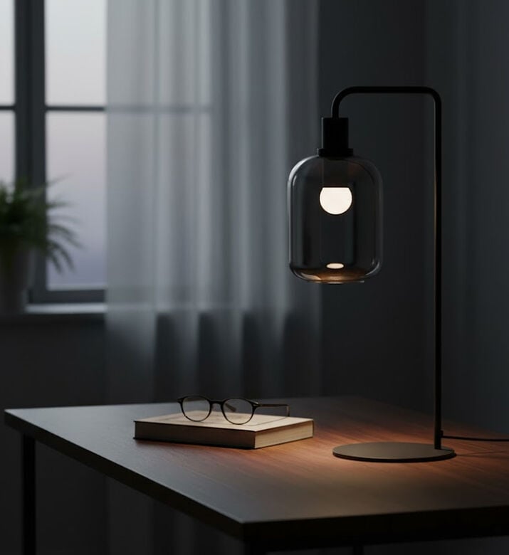 Light and Living Lekar Iron Glass Table Lamp, Packshot View