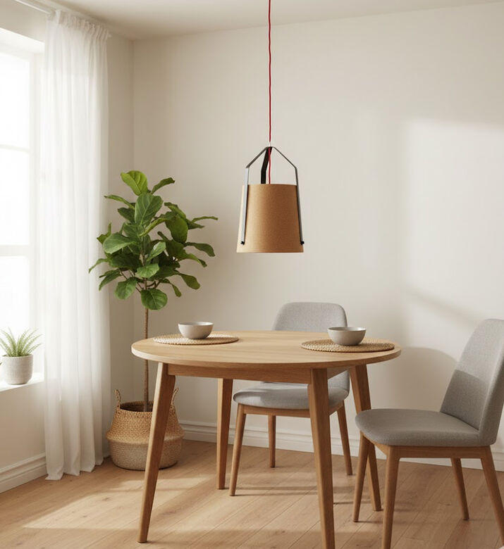 Home Deco and More Cork Cylindric-shape Pendant Lamp, Packshot View