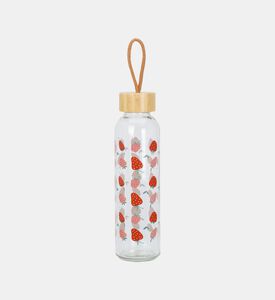 Home Deco and More Glass Strawberry-print Bottle, Packshot View