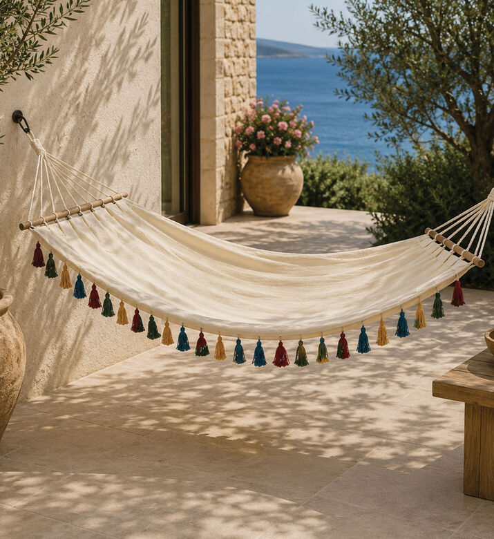 Home Deco and More Cotton Neutral Tone Hammock, Packshot View